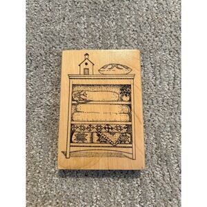 PSX Rubber Stamp K903 1992‎ Country Folk Art Cabinet Quilt Pie